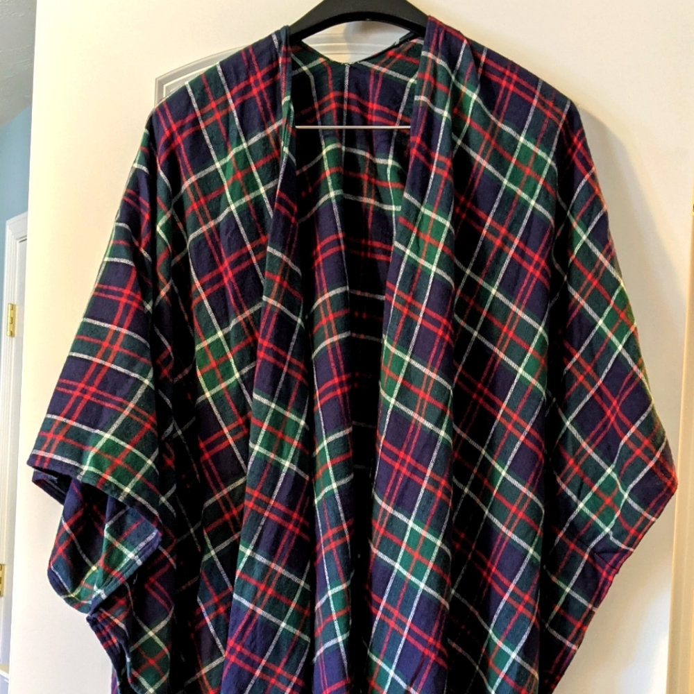 Plaid kimono style poncho, perfect for fall